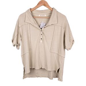 We The Free Polo Shirt Women's M Boxy Slouchy Oversized Fit 100% Cotton NWT